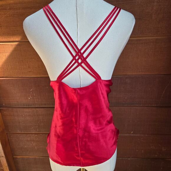 Inner Most Vintage 90s Satin Cami M Red Embroidered Whimsigoth Fairy Coquette - Picture 2 of 9